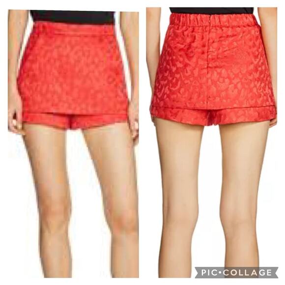 MAJE Jacquard Red Allover Tonal Leopard Pattern Skort Women’s Sz FR 36 / US 4 - Picture 1 of 14
